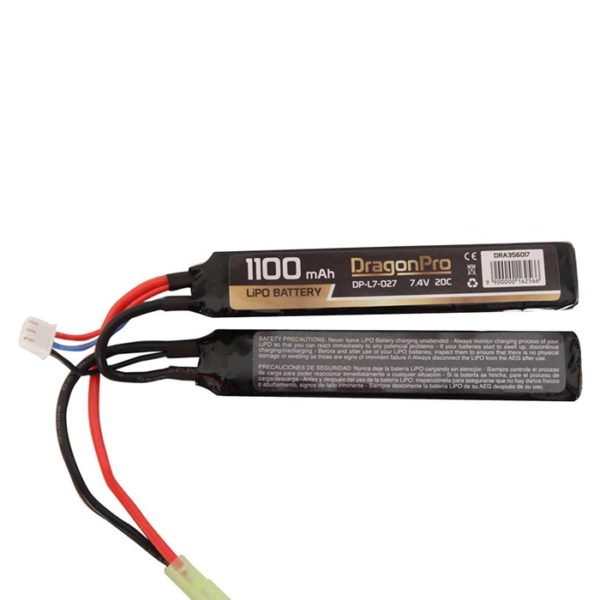 BATERÍA LIPO 7.4V 1100MAH 20C 2 CUERPOS (DRAGONPRO)