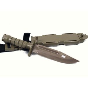 CUCHILLO BAYONETA DE GOMA TIPO M9 PARA M4 - M16 TAN