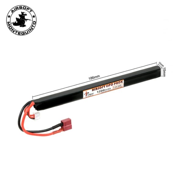 BATERÍA LIPO 7.4V 1200MAH 20C TIPO TUBO T-DEAN - IPOWER