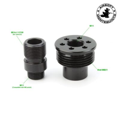 ADAPTADOR DE SILENCIADOR CON TAPA DE CAÑON L96, WELL MB01 - AIRSOFTPRO